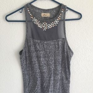 Hollister embellished tank top in grey